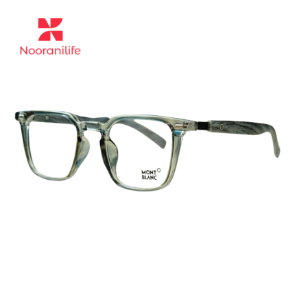 Montblanc Transparent Olive Grey Frame with Wooden Temple Eyeglasses