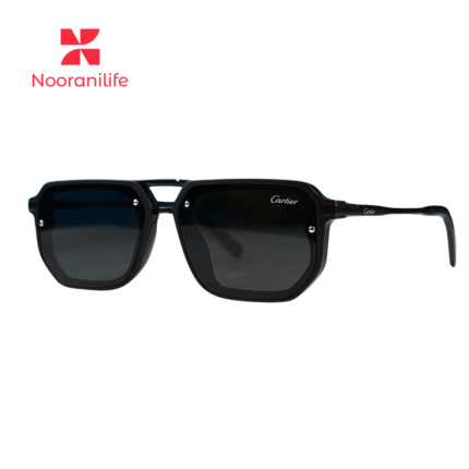 Cartier Luxury Santos Screws Square Aviator Sunglasses (Matte Black)