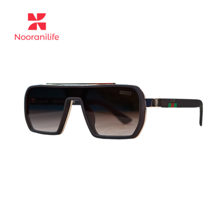 Gucci Black Shield Aviator Sunglasses with Web Stripe Detail