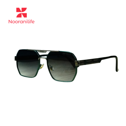 Maybach Luxury Geometric Double-Bridge Sunglasses (Green & Silver Frame)
