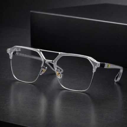 Ray-Ban x Scuderia Ferrari Transparent Silver Double-Bridge Eyeglasses Frame