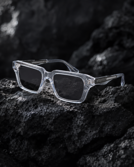Moscot Transparent Clear Square Sunglasses with Dark Lenses