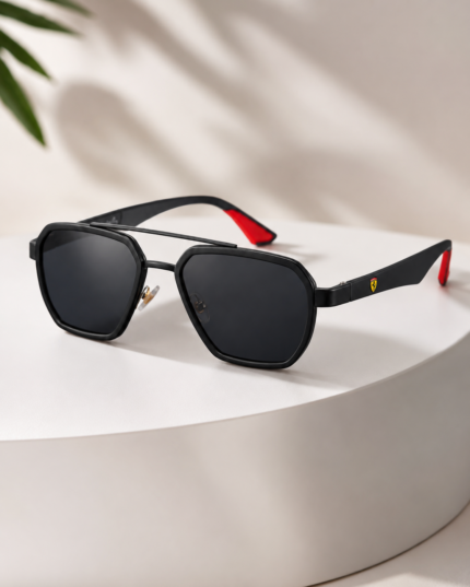 Ray-Ban x Scuderia Ferrari Black Double Bridge Square Sunglasses