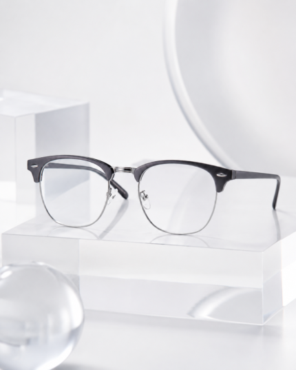 Ray-Ban Matte Black & Silver Clubmaster Eyeglasses Frame